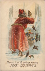 Merry Christmas - Santa Is On The Lookout For You Postcard