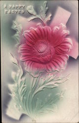 Embossed Pink Flower and Cross Flowers Postcard Postcard