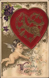 Valentine Greetings Cupid Postcard Postcard