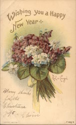 Wishing You A Happy New Year - Flowers Postcard