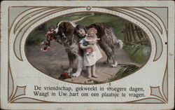 Girl With Dog Postcard
