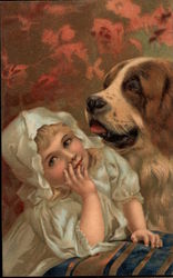 Little Girl with Dog Postcard