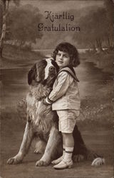 Young Boy with St. Bernard Young Boy with St. Bernard
