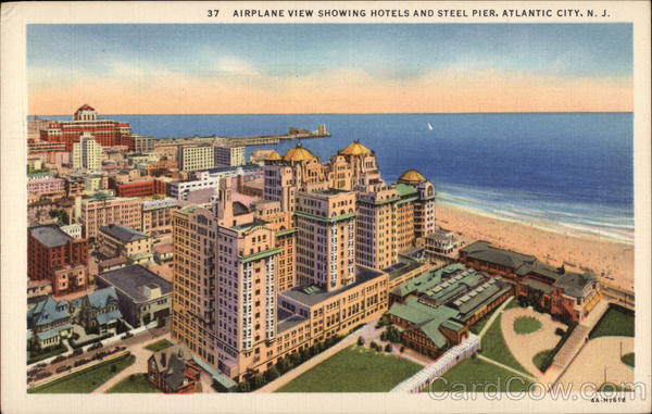 Airplane View showing Hotels and Steel Pier Atlantic City New Jersey