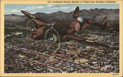 Lockheed Hudson Bomber in Flight Over Southern California Postcard