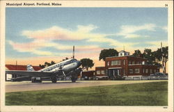 Municipal Airport Portland, ME Postcard Postcard