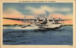 Pan-American Clipper, Baltimore, MD to Bermuda Postcard