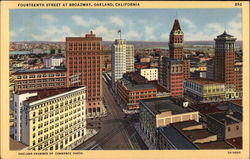 Fourteenth Street at Broadway Oakland, CA Postcard Postcard