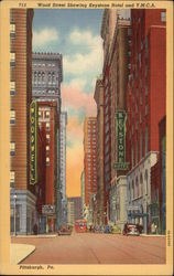 Wood Street Showing Keystone Hotel and Y.M.C.A Postcard