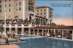Crowd watching water sports at the Miami Biltmore Pool Postcard