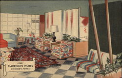 Lobby, Harrison Hotel Postcard
