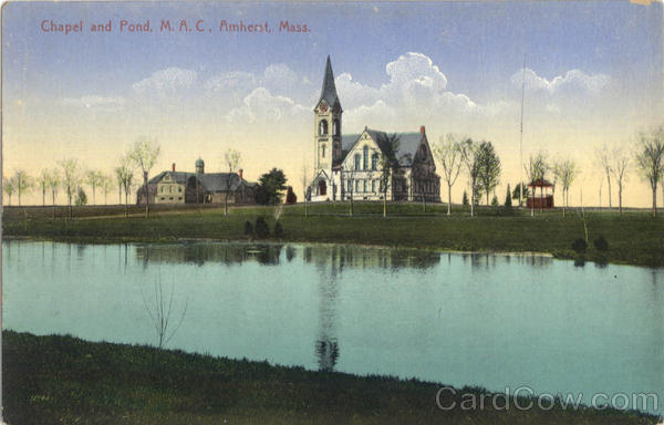 Umass Chapel And Pond M. A. C Amherst Massachusetts