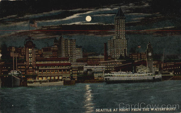 Seattle At Night From The Waterfront Washington