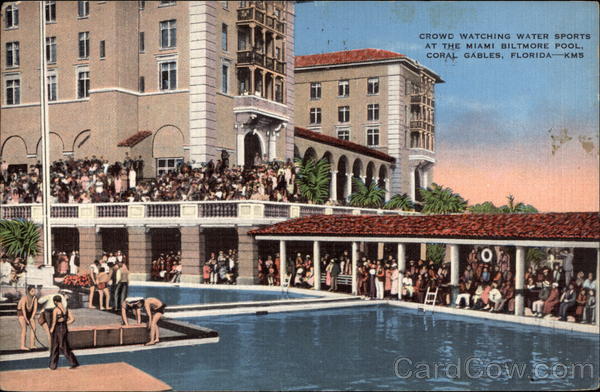 Crowd Watching Water Sports at the Miami Biltmore Pool Coral Gables Florida