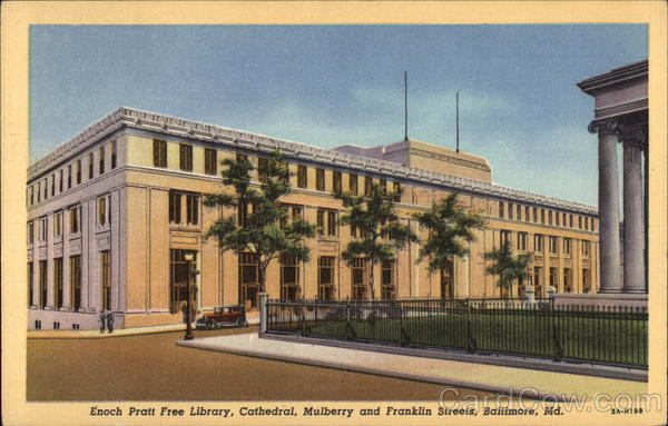 Enoch Pratt Free Library, Cathedral, Mulberry and Franklin Streets Baltimore Maryland
