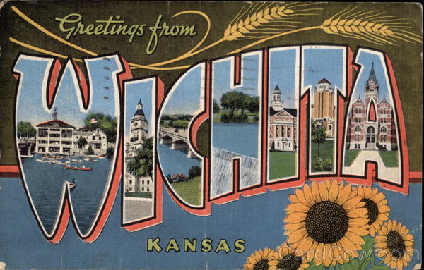 Greetings from Wichita, Kansas, with Sunflowers and Grain