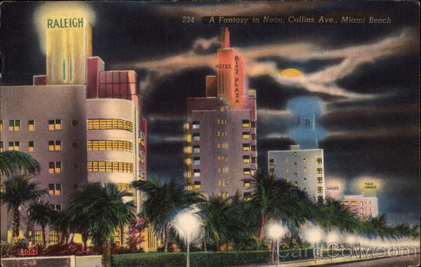 A fantasy in Neon, Collins Ave Miami Beach Florida