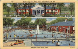 Swimming Pool, city Park, "Keeping Cool in the Pool" Parkersburg, WV Postcard Postcard