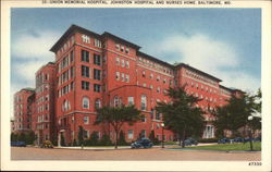 Union Memorial Hospital, Johnston Hospital and Nurses Home Postcard