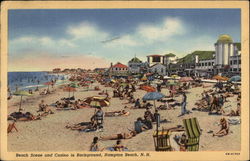 Beach Scene and Casino in Background Postcard