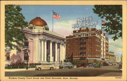Washoe County Court House and Hotel Riverside Postcard