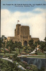 Elks Temple No. 99, Sixth & Parkview Sts., "Overlooking Westlake Park" Postcard