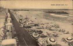Beach Scene Deal, NJ Postcard Postcard