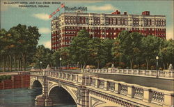 Marott Hotel and Fall Creek Bridge Postcard