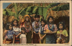 Group of Indians on Tigre Island, Panama Postcard