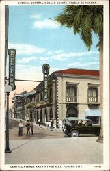 Central Avenue and Fifth Street Panama City, Panama Postcard Postcard