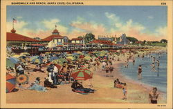 Boardwalk and Beach Santa Cruz, CA Postcard Postcard