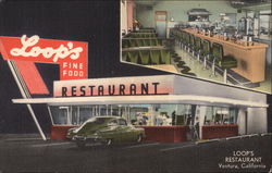Loop's Fine Food Restaurant Drive-in Diner Ventura, CA Postcard Postcard