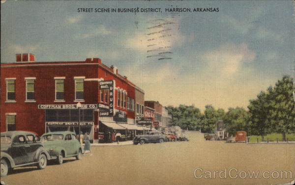 Street Scene in Business District Harrison Arkansas