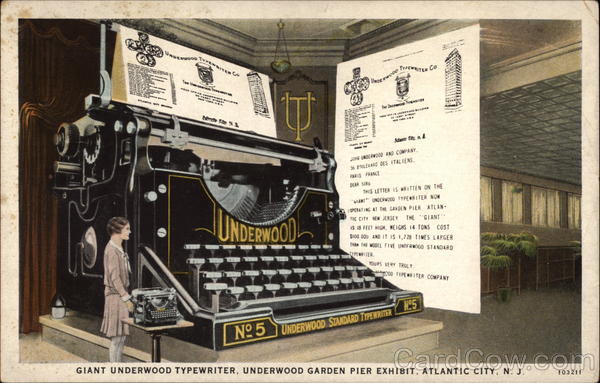 Giant Underwood Typewriter, Underwood Garden Pier Exhibit Atlantic City New Jersey