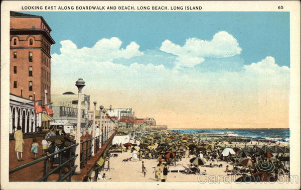 Looking East Along Boardwalk and Beach, Long Beach New York
