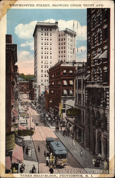Westminster Street, showing Union Trust and Turks Head Bldgs Providence Rhode Island