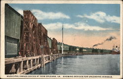 Municipal Owned Docks, showing devices for unloading vessels Postcard