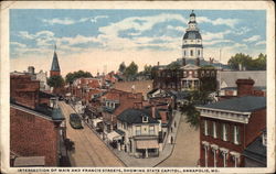 Intersection of Main and Francis Streets, Showing State Capitol Annapolis, MD Postcard Postcard