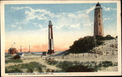 Old and New Lighthouse Postcard