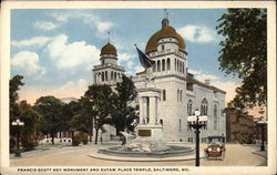 Francis Scott Key Monument and Eutaw Place Temple Postcard