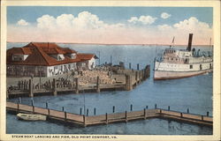Steamboat Landing and Pier Old Point Comfort, VA Postcard Postcard