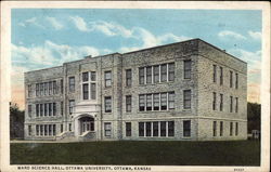 Ward Science Hall, Ottawa University Kansas Postcard Postcard