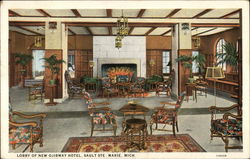 Lobby of New Ojibway Hotel Sault Ste. Marie, MI Postcard Postcard