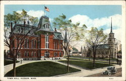 Town Hall Hudson, MA Postcard Postcard