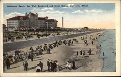 Galveston Beach, Sea Wall Boulevard and Hotel Galvez Texas Postcard Postcard