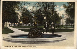 Fountain in City Park Grand Haven, MI Postcard Postcard