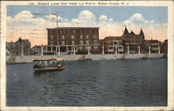 Wesley Lake and Hotel La Pierre Ocean Grove, NJ Postcard Postcard