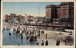 A Close View of the Boardwalk and Hotels Postcard