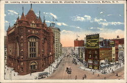 Looking Down Niagara Street from Main Street Showing McKinley Monument Postcard