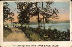 Greetings from Nuttings Lake Billerica, MA Postcard Postcard